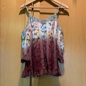 Floral cold shoulder top